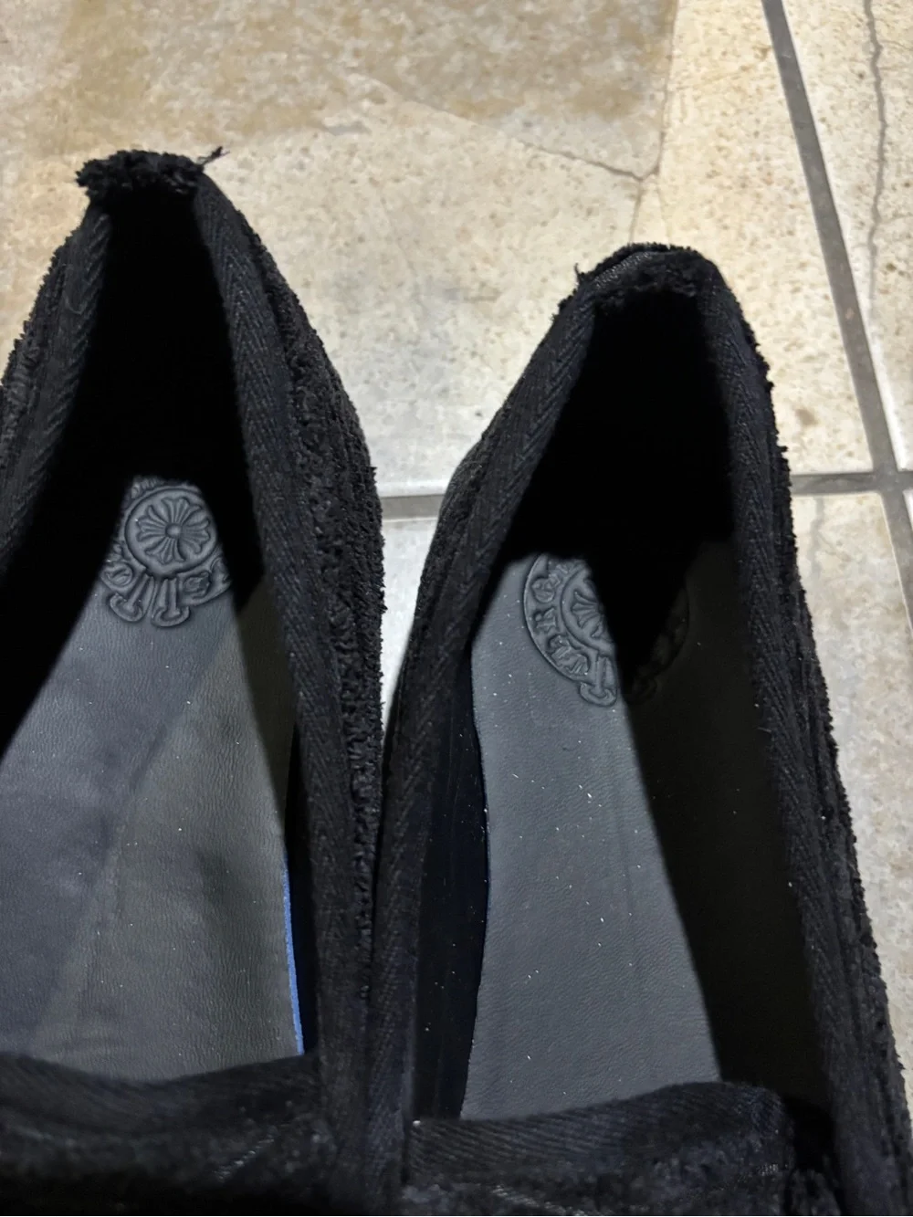 Chrome Hearts Chomper Black Velvet Slip-On Loafers / Slippers
